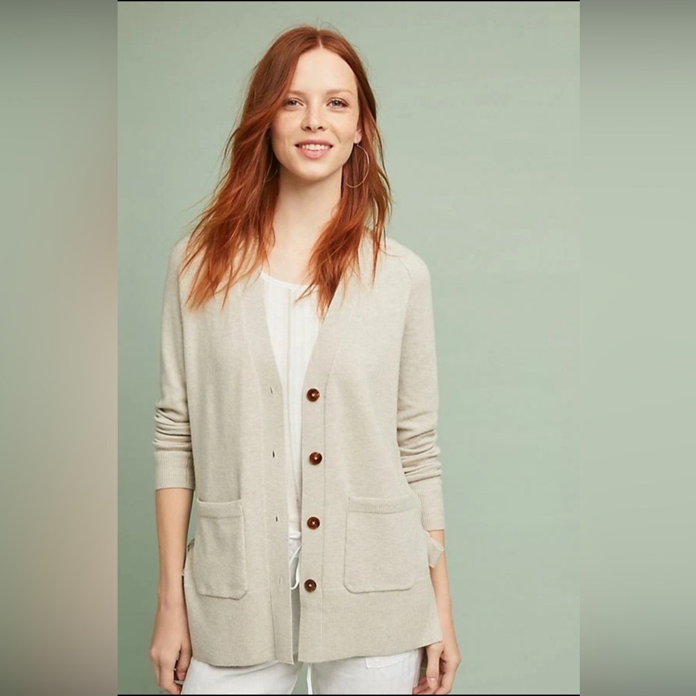 BY ANTHROPOLOGIE LACE-UP LONGLINE CARDIGAN SWEATER SZ S SMALL